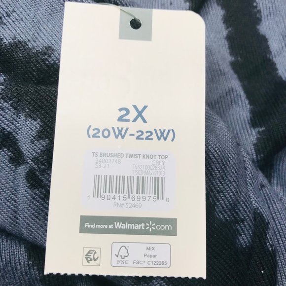 Terra And Sky Women's Size 2X 20W-22W V-Neck Twist Side Brushed Long Sleeve Top - Picture 3 of 15